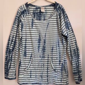 Balance Collection Womens Striped Tie-Dye Long Sleeve Pullover Size XL Yoga